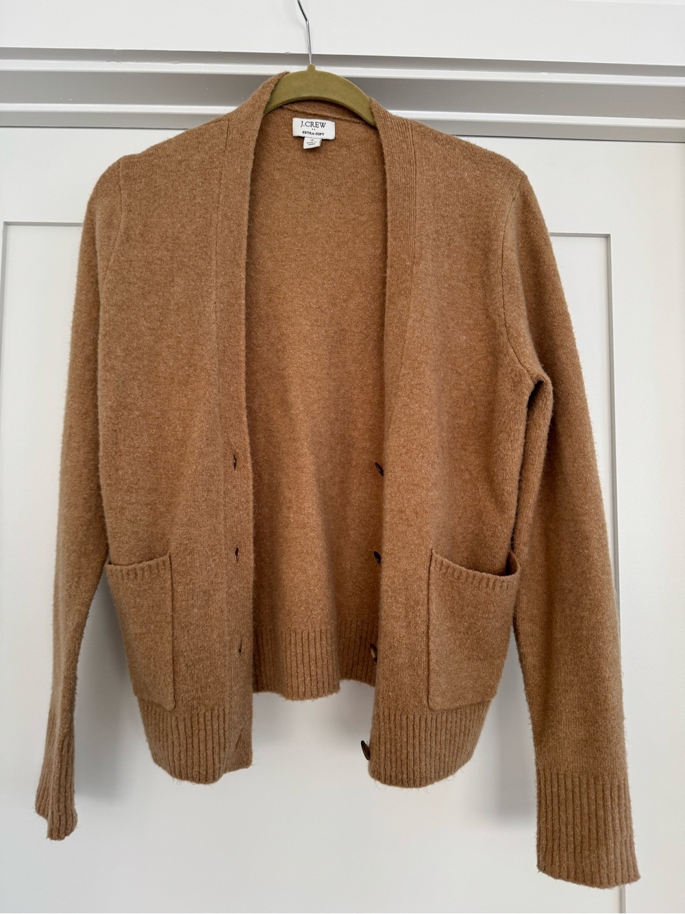 J. Crew Women's Camel V-Neck Button Cardigan Sweater Extra Soft - Picture 2 of 5
